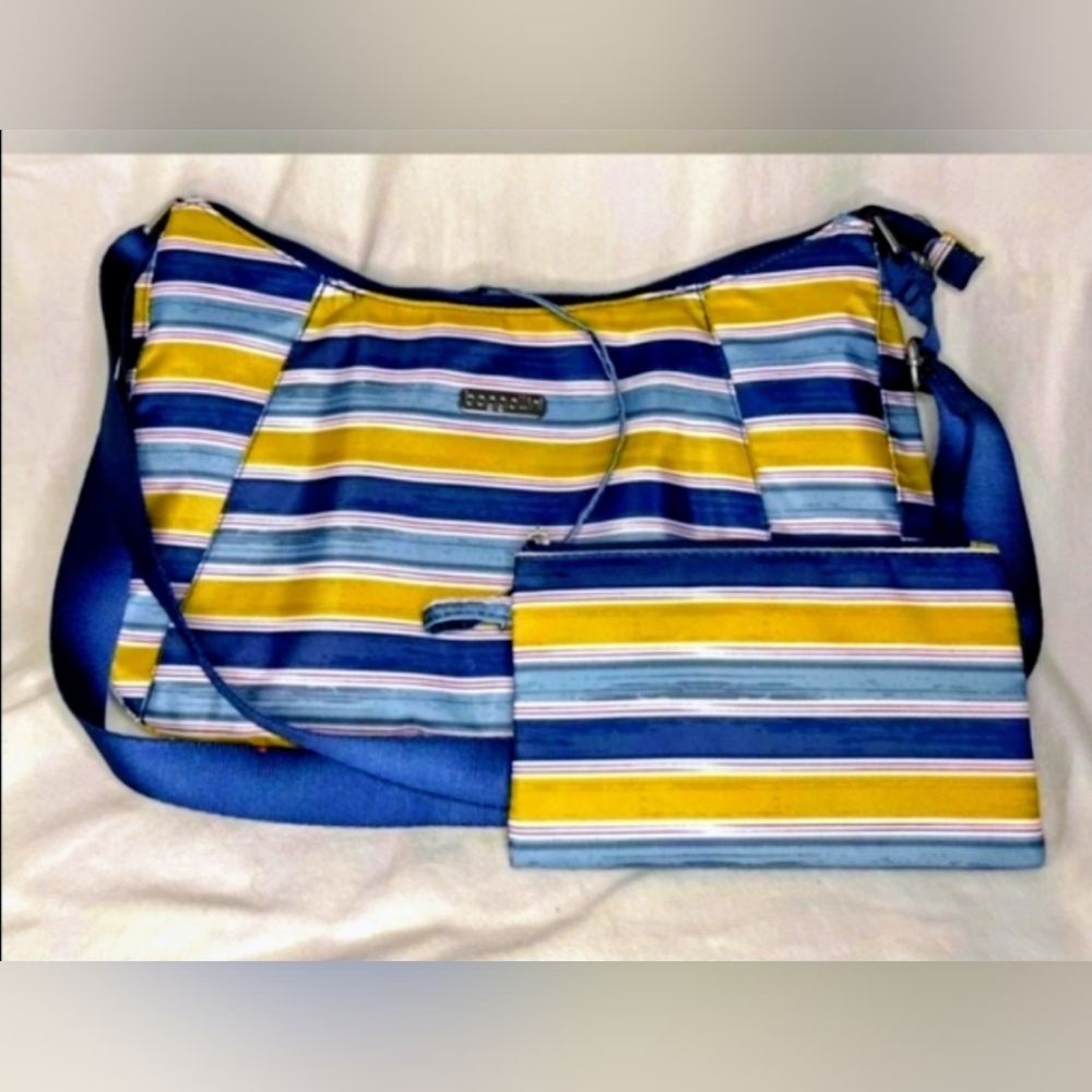 Baggallini Striped Crossbody Shoulder Bag W/Matching Wallet